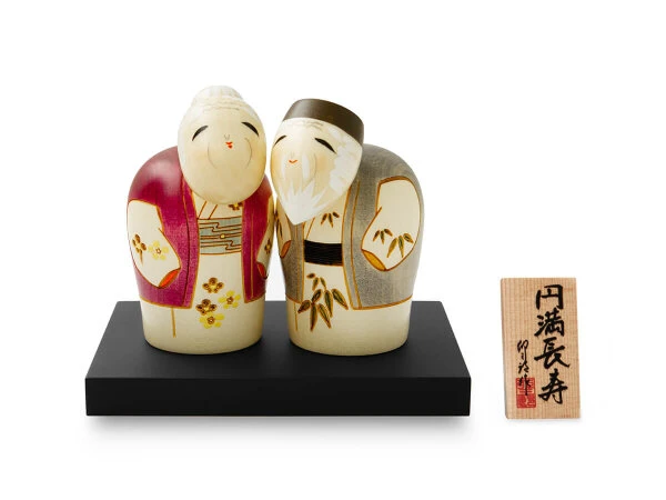 Kokeshi: Holzfigur Enmanchoju (Paar) – Bild 9